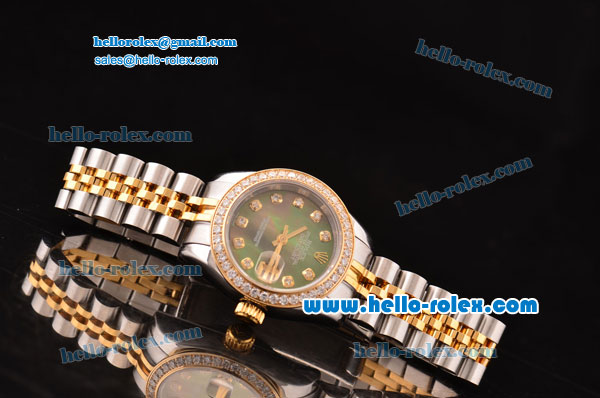 Rolex Datejust 2813 Automatic Two Tone Case/Strap with Grey MOP Dial and Diamond Bezel ETA Coating - Click Image to Close